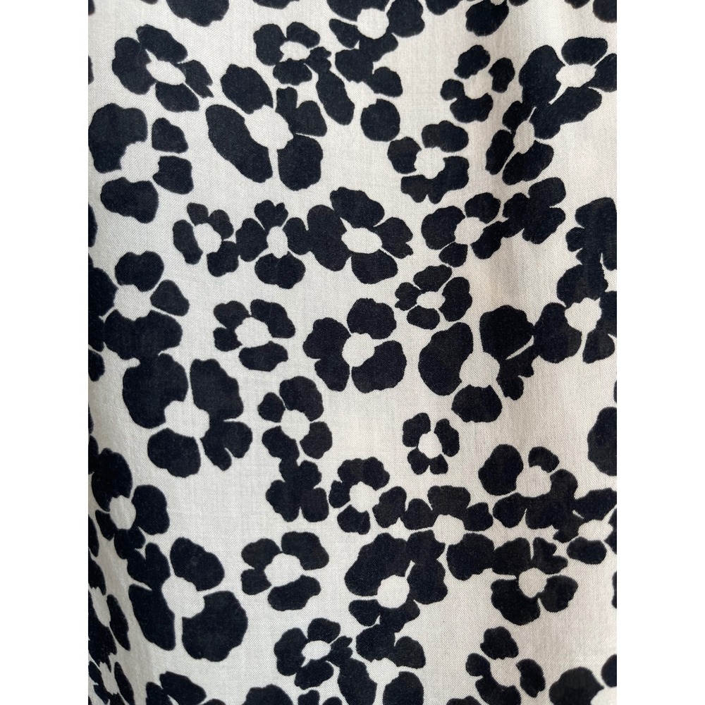 LOFT Womens Black White Floral Leopard Print Rayon Button Up Blouse Size M - Picture 11 of 14